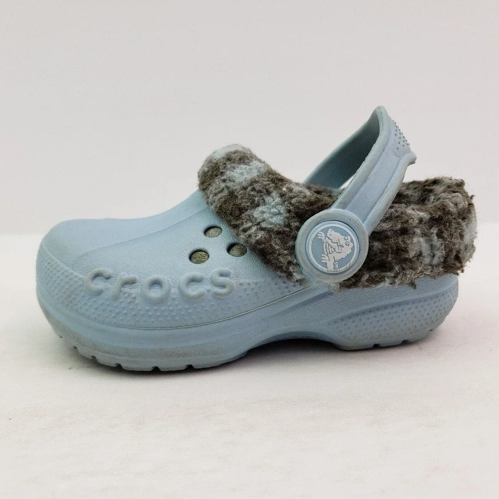 Crocs Classic Lined Toddler Boys Size 6-7c Blue Slip On Comfort Shoes